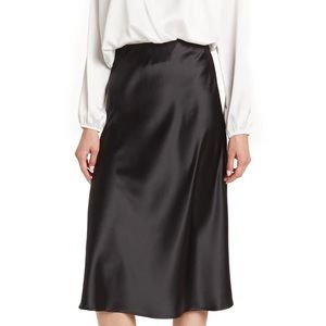 Solid Satin Midi Skirt
